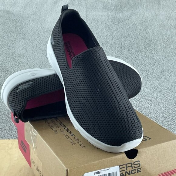 Skechers Women's Go Walk Joy Sneaker, Black/White, 12 Wide S208 - Picture 2 of 9